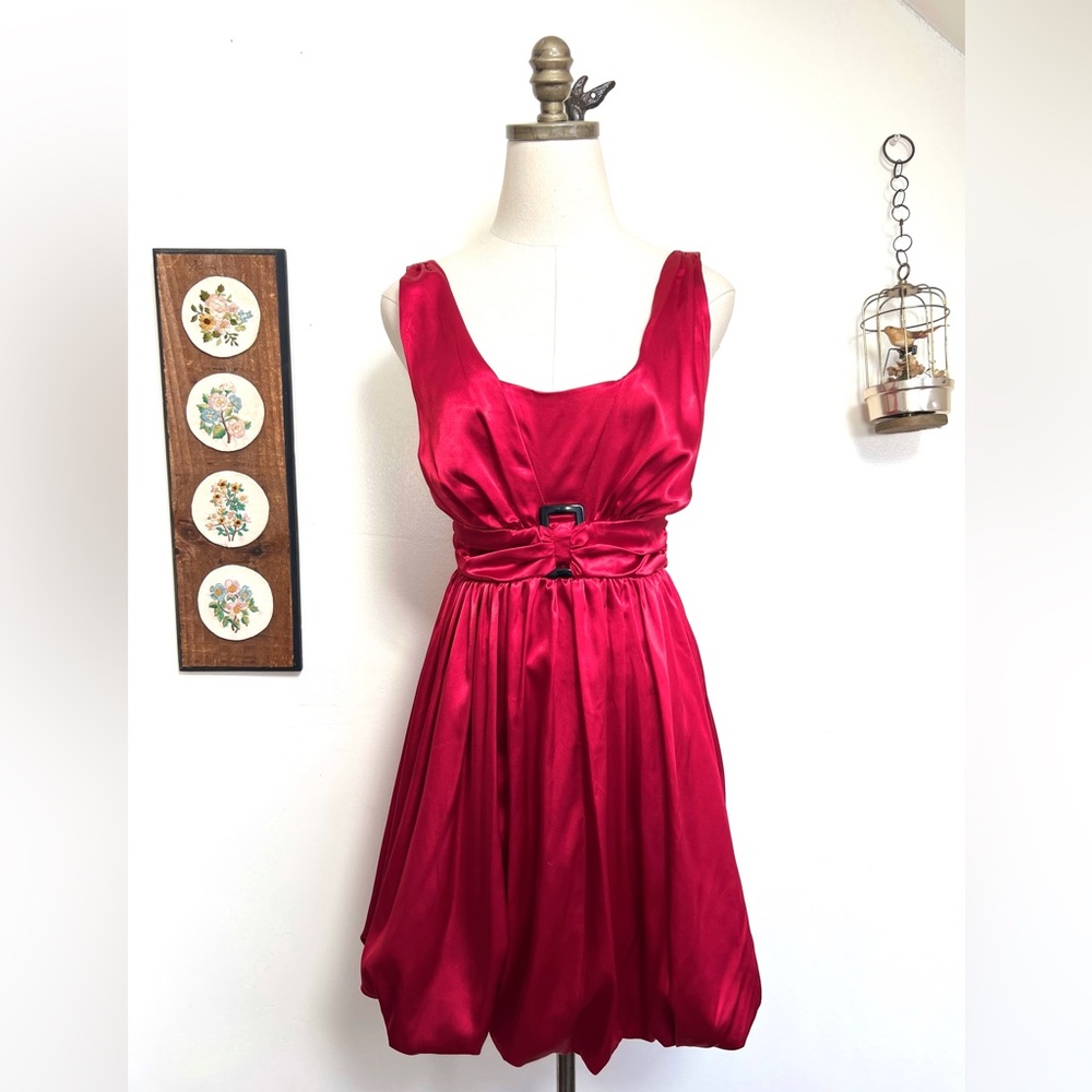 Vintage 90s Candies Red Satin Bubble Hem Party Dress